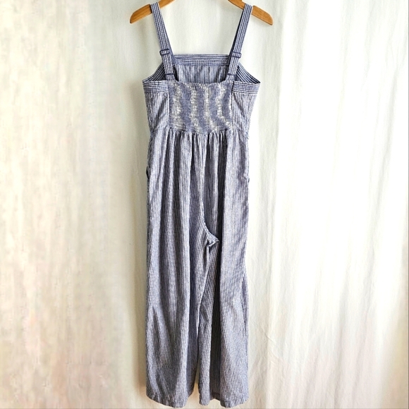 Old Navy Blue & White Stripe Linen Blend Jumpsuit - Picture 9 of 16